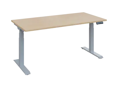 Fleximax 28-16 výškově nastavitelný stůl, kovová podnož stříbrná, deska 25 mm, široký 1600 mm, bříza irská